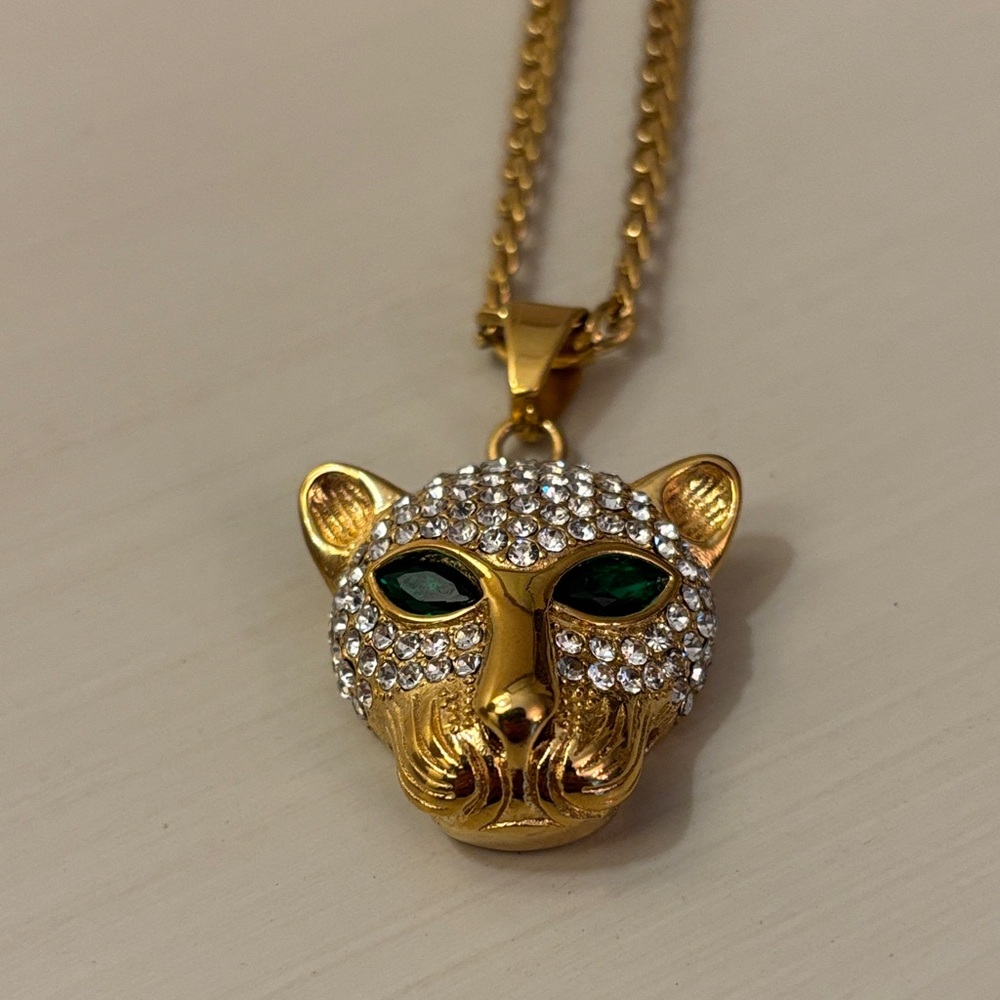 Elegant Gold Panther Pendant Necklace